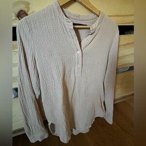 Light Mauve Gauze Henley Top cotton pink Jenni Kayne blouse top shirt tee XS S